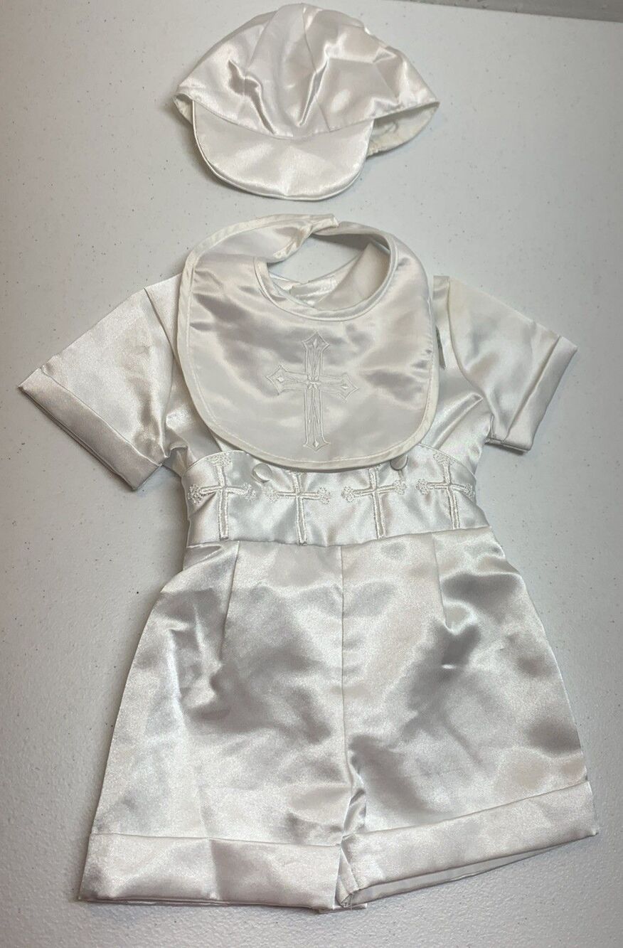 Christening Outfit Baby Boy 9-12 Months 4 Piece Set - White